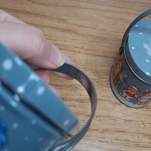 Pair VTG RAZ Imports Merry Christmas Mini Anthropomorphic Bear Tins w/ Handle - Picture 5 of 10